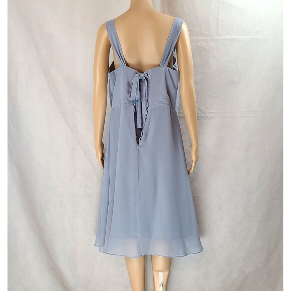 New Mother of the Bride  (16W ) Dusty Blue Chiffon Sleeveless Ruched  Dress - Picture 6 of 10